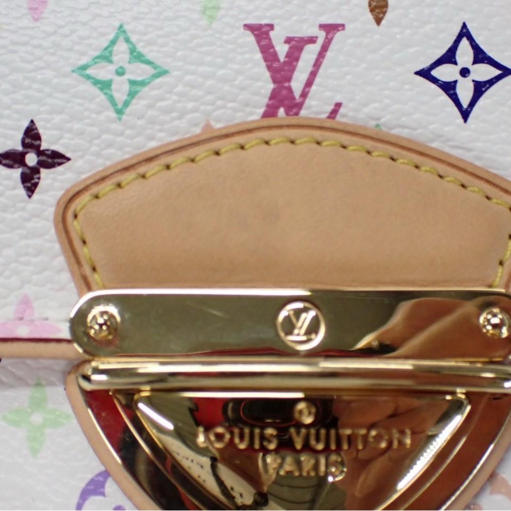 Louis Vuitton White Multicolor Monogram Canvas Flap Wallet with Gold Hardware - Picture 5 of 7